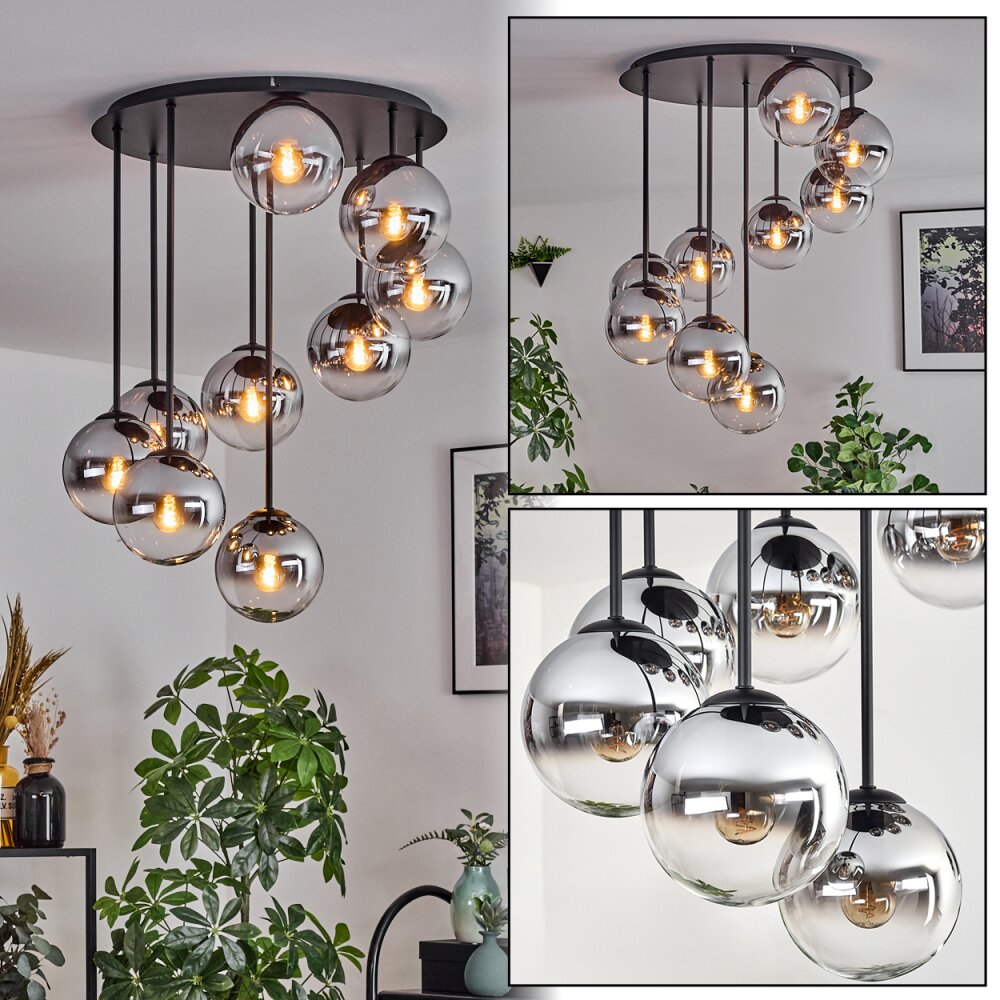 Gastor Taklampa, kullampa 57 cm Krom, Klart, Rökfärger, 9-ljuskällor main product photo