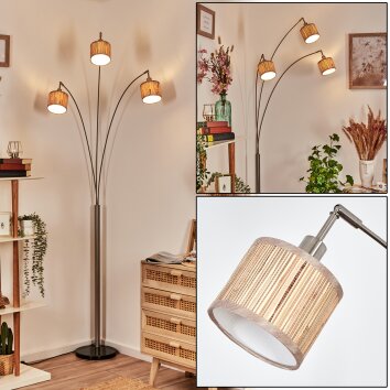 Bongal Golvlampa Nickel matt, Svart, 3-ljuskällor