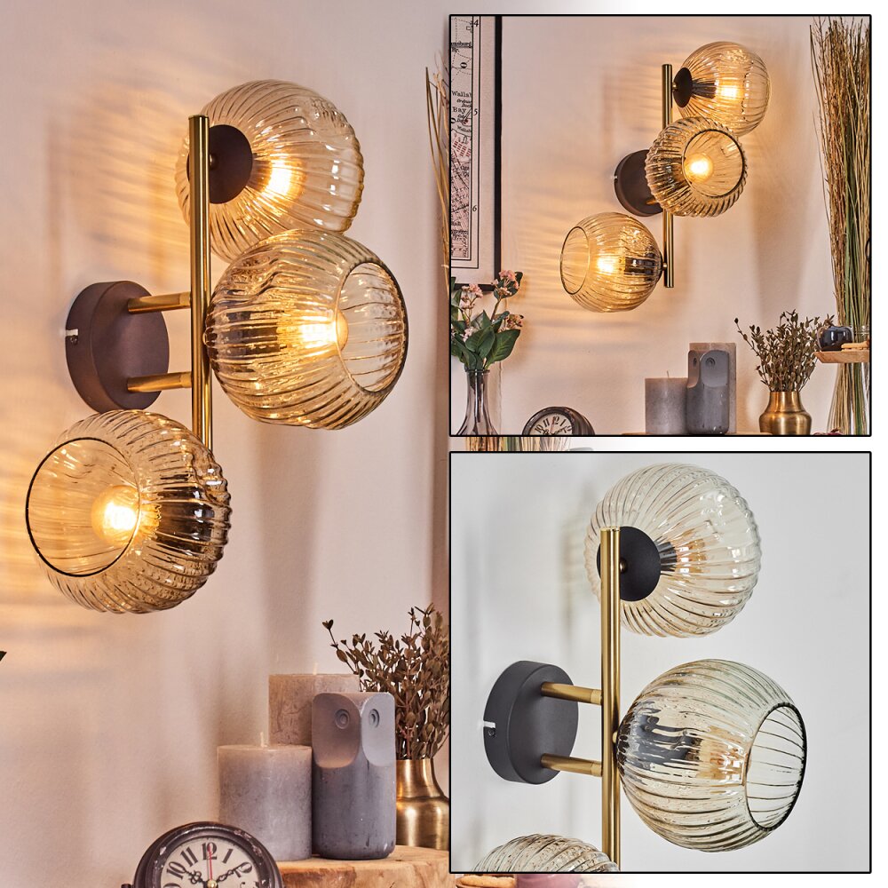 Ripoll kullampa, Vägglampa Guld, Svart, 3-ljuskällor main product photo