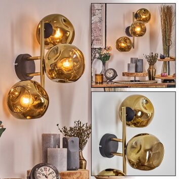 Ripoll kullampa, Vägglampa Guld, Svart, 3-ljuskällor