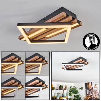 Ellekilde Taklampa LED Brun, träoptik, Svart, 1-ljuskällor