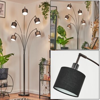 Bassagoda Golvlampa Krom, Svart, 5-ljuskällor