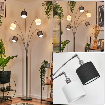 Bassagoda Golvlampa Nickel matt, Svart, 5-ljuskällor