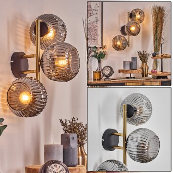 Ripoll kullampa, Vägglampa Guld, Svart, 3-ljuskällor
