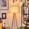 Soungou Golvlampa Trä ljus, Vit, 1-ljuskällor