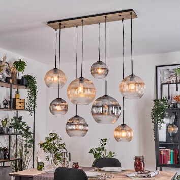 Koyoto Pendellampa, kullampa, Pendelbelysning Naturfärger, Svart, 8-ljuskällor
