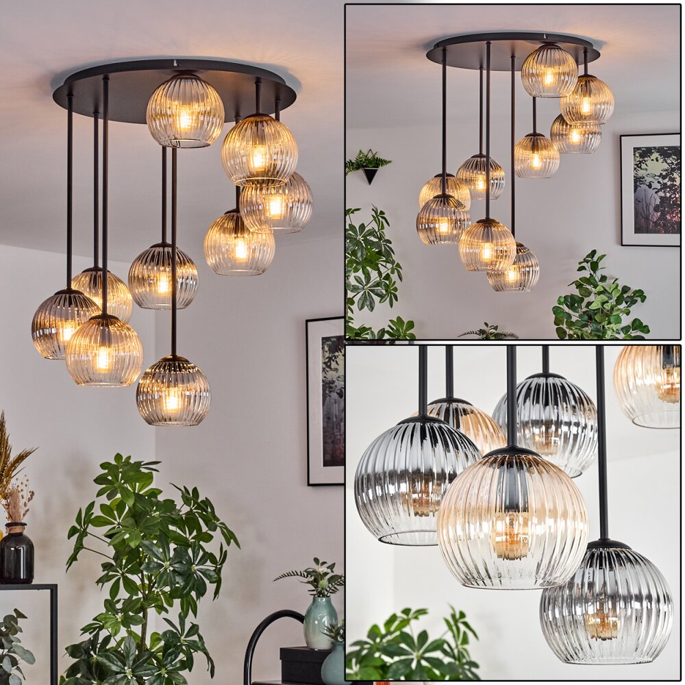 Koyoto Taklampa, kullampa 57 cm Amber, Klart, Rökfärger, 9-ljuskällor main product photo