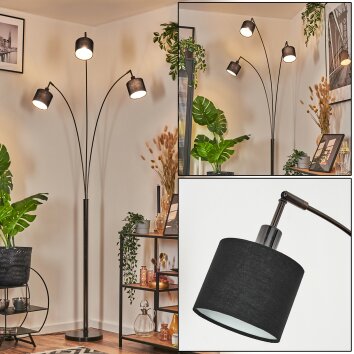 Bassagoda Golvlampa Krom, Svart, 3-ljuskällor