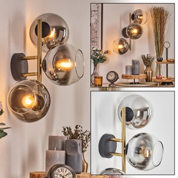 Koyoto kullampa, Vägglampa Guld, Svart, 3-ljuskällor Koyoto kullampa, Vägglampa Guld, Svart, 3-ljuskällor