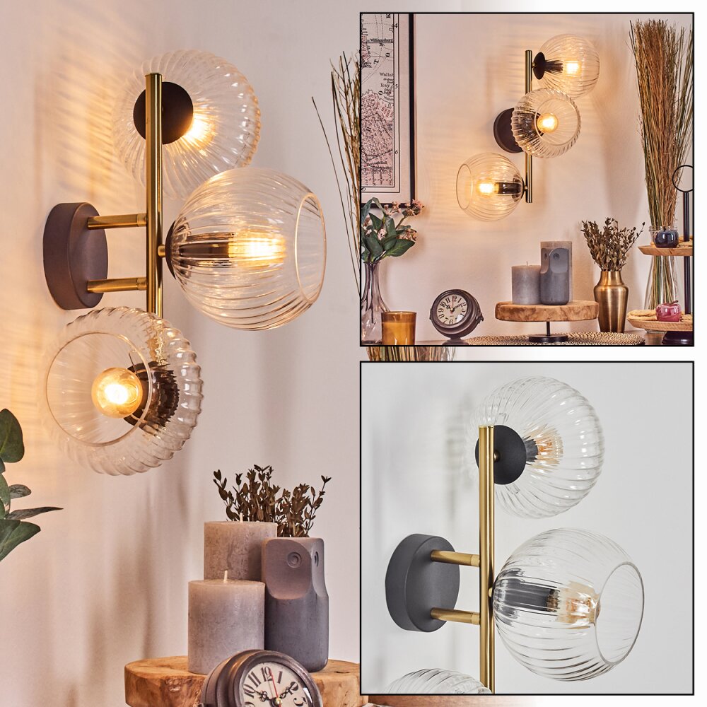 Koyoto kullampa, Vägglampa Guld, Svart, 3-ljuskällor main product photo