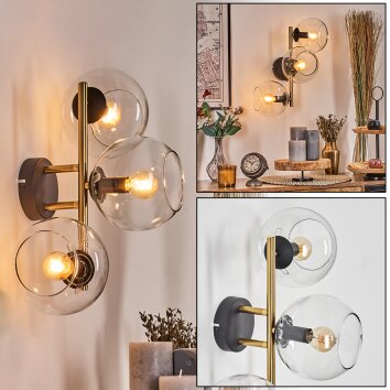 Koyoto kullampa, Vägglampa Guld, Svart, 3-ljuskällor