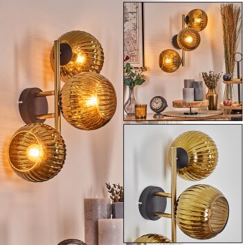 Koyoto kullampa, Vägglampa Guld, Svart, 3-ljuskällor Koyoto kullampa, Vägglampa Guld, Svart, 3-ljuskällor