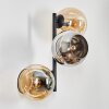 Koyoto kullampa, Vägglampa Amber, Krom, Rökfärger, 3-ljuskällor