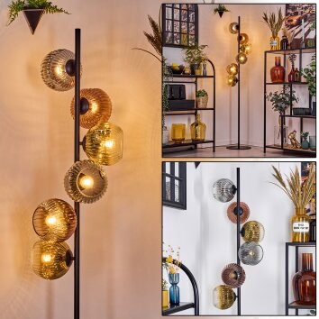 Ripoll Golvlampa Guld, Klart, Kopparfärg, Rökfärger, 6-ljuskällor