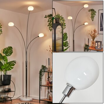 Nikkala Golvlampa Krom, Vit, 3-ljuskällor