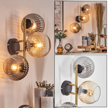 Koyoto kullampa, Vägglampa Guld, Svart, 3-ljuskällor