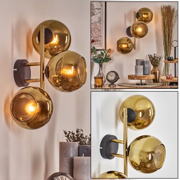 Koyoto kullampa, Vägglampa Guld, Svart, 3-ljuskällor