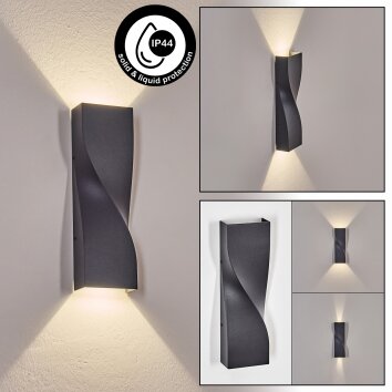 Halan vägglampa utomhus, Up & Down Lampa, Vägglampa LED Svart, 2-ljuskällor