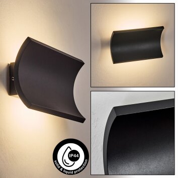 Grana vägglampa utomhus, Vägglampa LED Svart, 2-ljuskällor