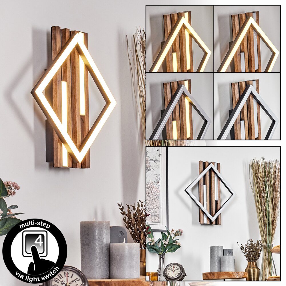 Ellekilde Vägglampa LED Brun, träoptik, Svart, 1-ljuskällor main product photo