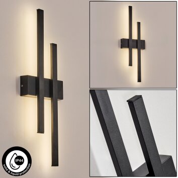 Glara vägglampa utomhus, Vägglampa LED Svart, 2-ljuskällor