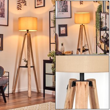 Soungou Golvlampa Naturfärger, Svart, 1-ljuskällor
