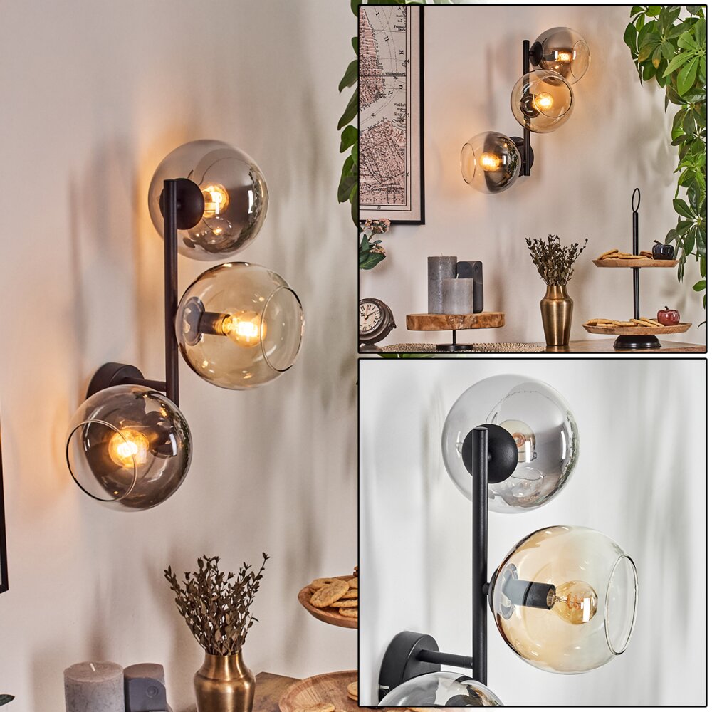 Koyoto kullampa, Vägglampa Amber, Klart, Rökfärger, 3-ljuskällor main product photo