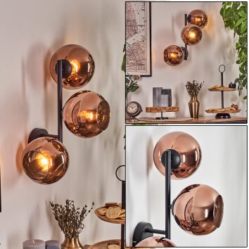 Koyoto kullampa, Vägglampa Kopparfärg, 3-ljuskällor Koyoto kullampa, Vägglampa Kopparfärg, 3-ljuskällor