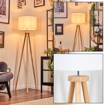 Soungou Golvlampa Krom, Naturfärger, 1-ljuskällor