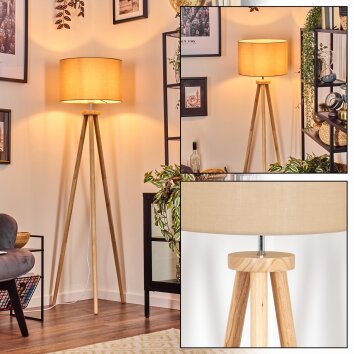 Soungou Golvlampa Krom, Naturfärger, 1-ljuskällor