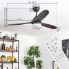 Mosstena Taklampa, Takfläkt med belysning LED Trä mörkt, Svart, 1-ljuskällor, Fjärrkontroll