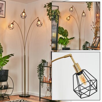Yaak Golvlampa Mässing, Svart, 3-ljuskällor