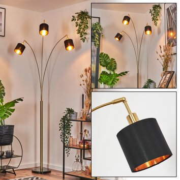 Alsen Golvlampa Mässing, Svart, 3-ljuskällor