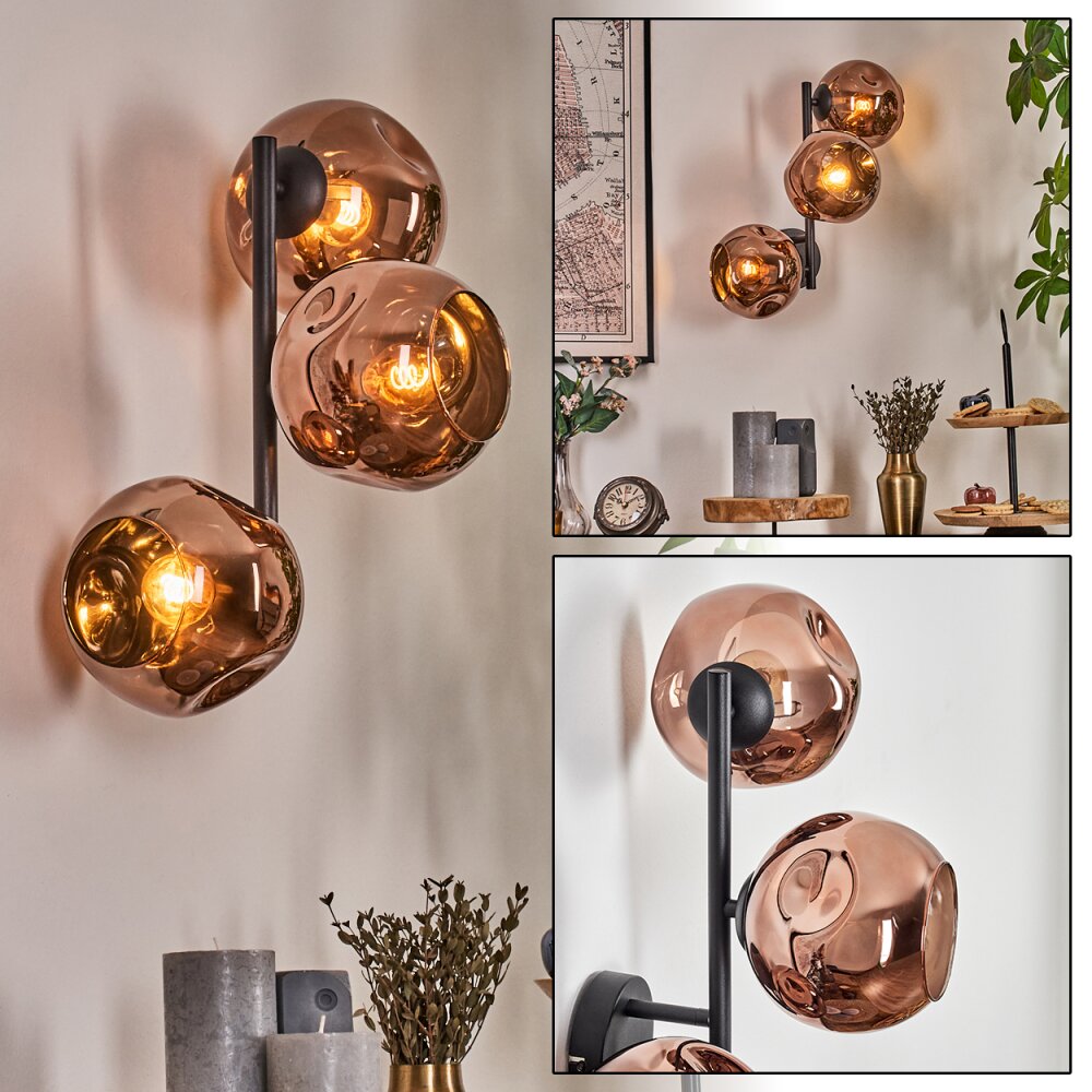 Ripoll kullampa, Vägglampa Kopparfärg, 3-ljuskällor main product photo