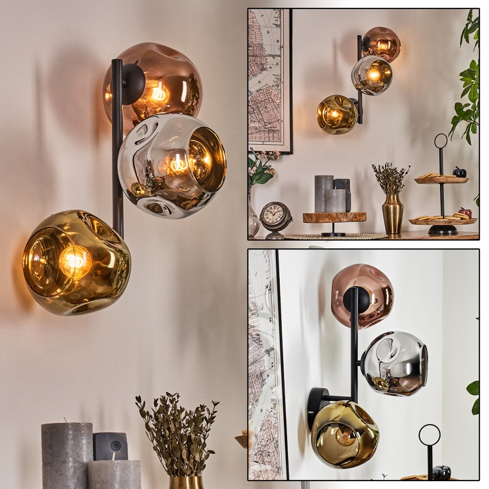 Ripoll kullampa, Vägglampa Krom, Guld, Kopparfärg, Rökfärger, 3-ljuskällor main product photo