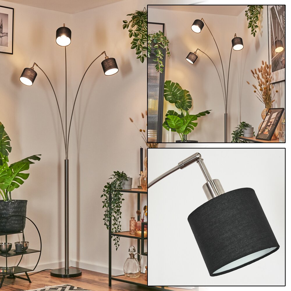Bassagoda Golvlampa Nickel matt, Svart, 3-ljuskällor main product photo