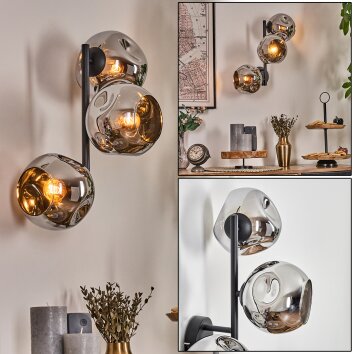 Ripoll kullampa, Vägglampa Krom, Rökfärger, 3-ljuskällor Ripoll kullampa, Vägglampa Krom, Rökfärger, 3-ljuskällor
