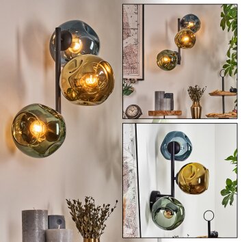 Ripoll kullampa, Vägglampa Blå, Guld, Grön, 3-ljuskällor