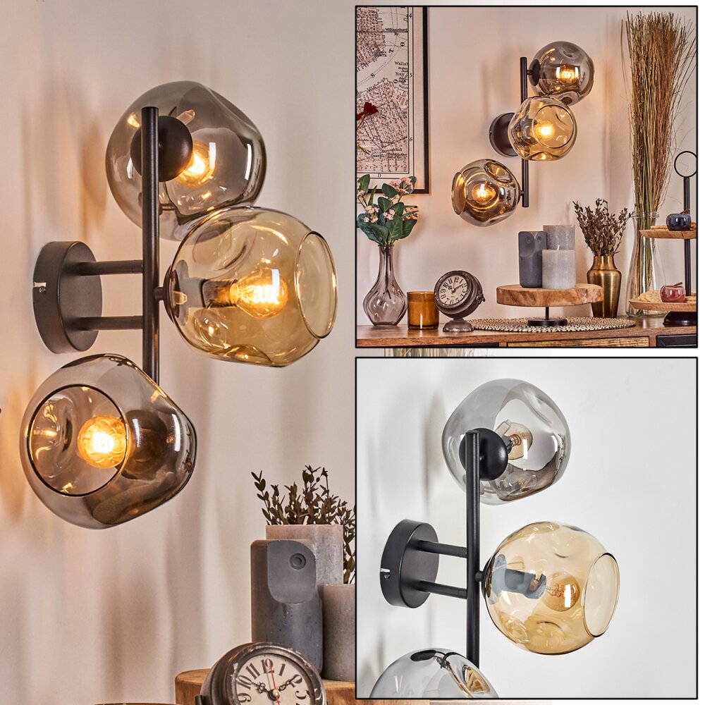 Ripoll kullampa, Vägglampa Amber, Rökfärger, 3-ljuskällor main product photo