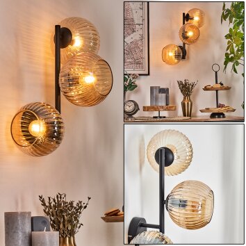 Koyoto kullampa, Vägglampa Amber, 3-ljuskällor Koyoto kullampa, Vägglampa Amber, 3-ljuskällor