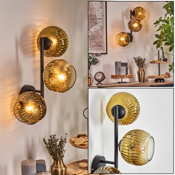 Ripoll kullampa, Vägglampa Guld, Klart, 3-ljuskällor Ripoll kullampa, Vägglampa Guld, Klart, 3-ljuskällor
