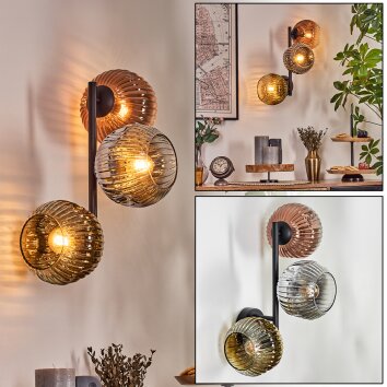 Ripoll kullampa, Vägglampa Krom, Guld, Klart, Kopparfärg, Rökfärger, 3-ljuskällor