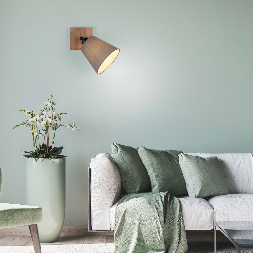 Leuchten Direkt MICHEL Vägglampa, Väggspotlight Naturfärger, Svart, 1-ljuskällor main product photo