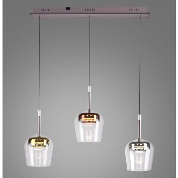 Paul Neuhaus Q-Serie Q-Kon Pendelbelysning LED Brun, 3-ljuskällor, Fjärrkontroll