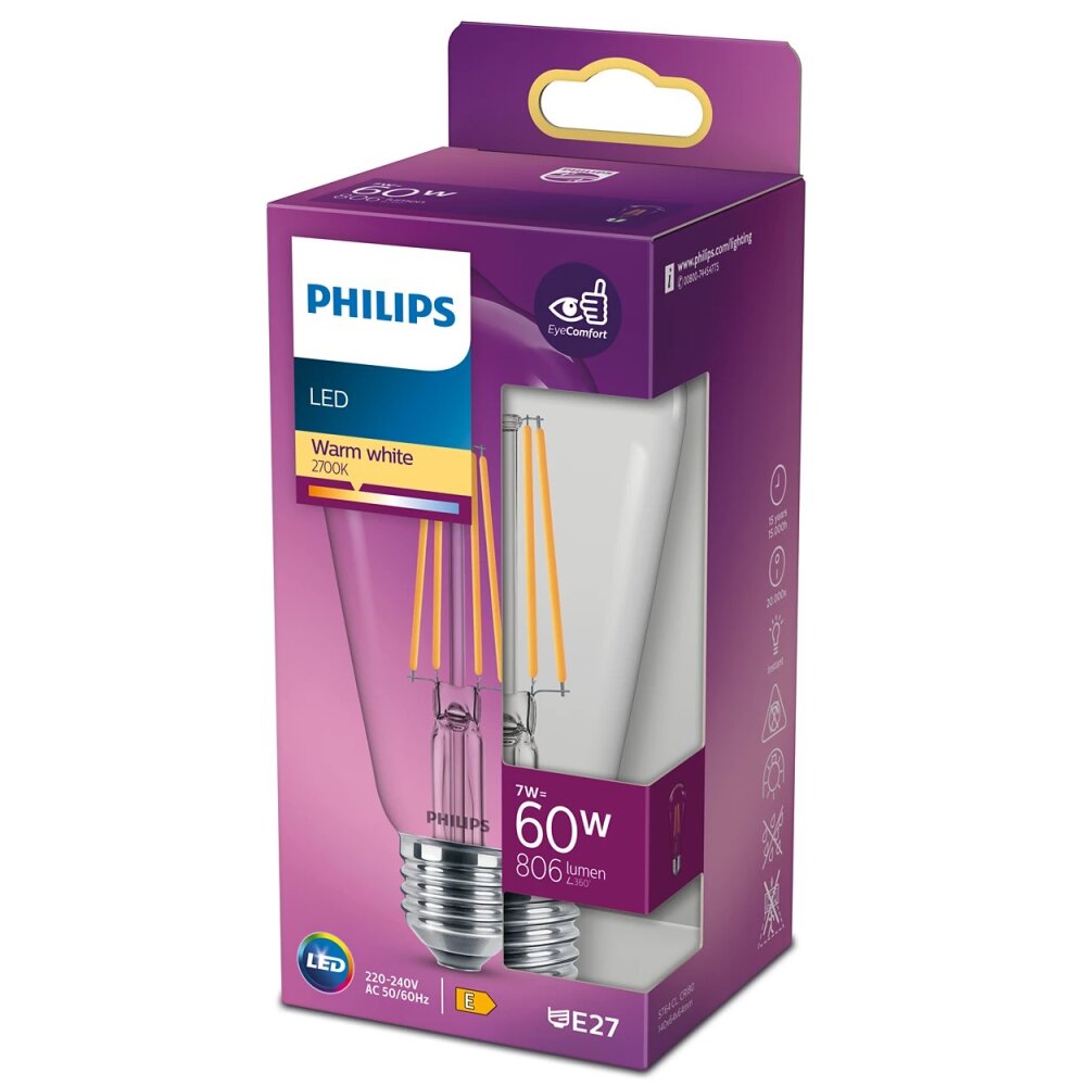 Philips Lampor E27 LED 7 Watt varmvit 806 Lumen main product photo