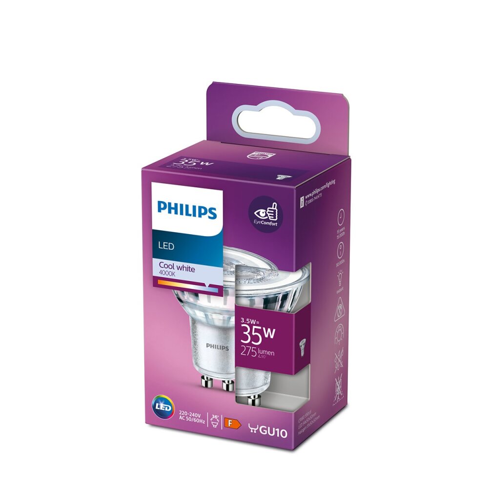 Philips Lampor GU10 LED 3.5 Watt neutralvit 280 Lumen main product photo