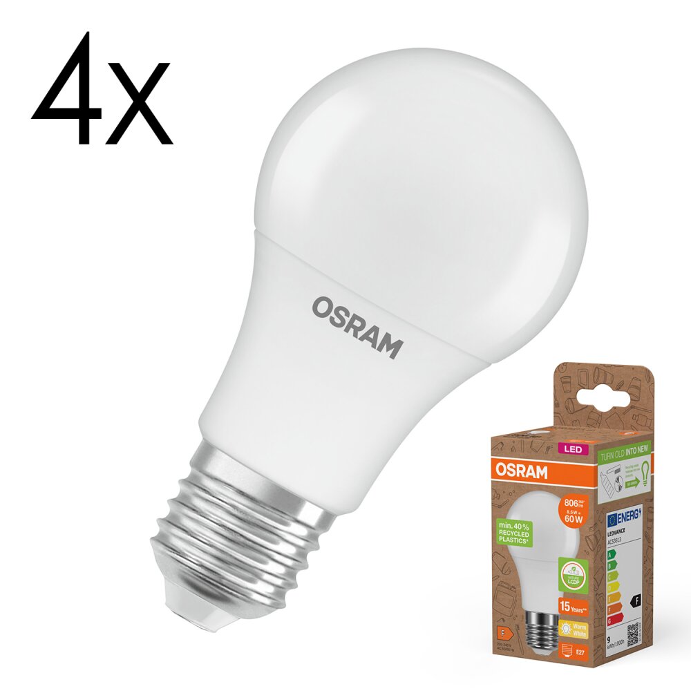 Osram E27 8.5 Watt varmvit 806 Lumen main product photo