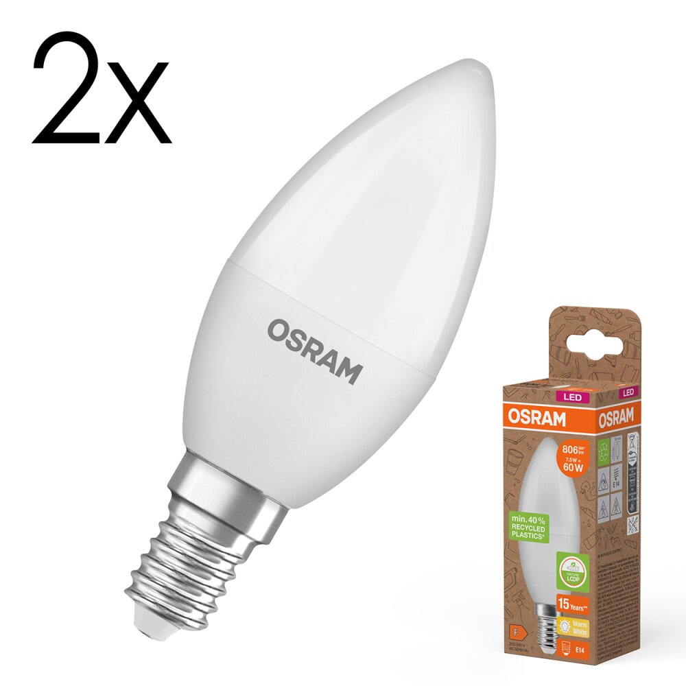 Osram E14 7.5 Watt varmvit 806 Lumen main product photo