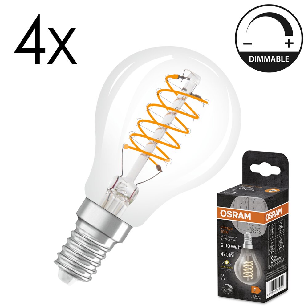 Osram E14 LED 4.8 Watt varmvit dimbar 470 Lumen main product photo