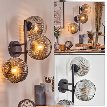 Ripoll kullampa, Vägglampa Krom, Klart, Rökfärger, 3-ljuskällor Ripoll kullampa, Vägglampa Krom, Klart, Rökfärger, 3-ljuskällor